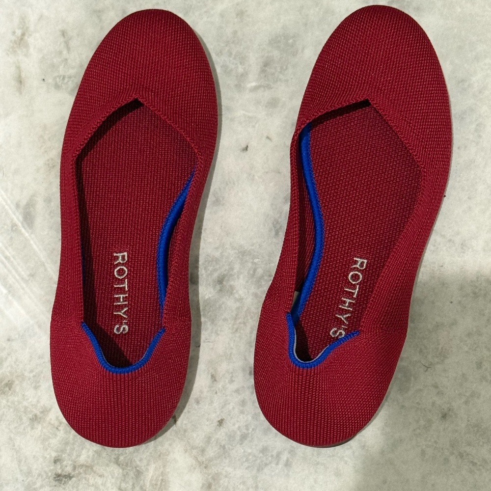 Rothy's red flats.  excellent condition, Sz 7.